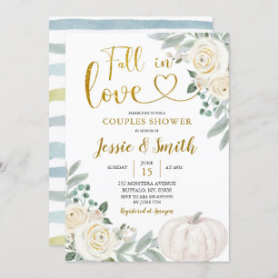 Invitation Citrouille Blanc Chute En Amour Couple Douche