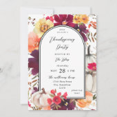 Invitation Citrouille blanc chute florale Thanksgiving (Devant)