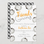 Invitation Citrouille blanc chute Thanksgiving amis (Devant / Derrière)