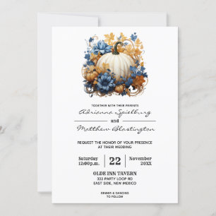 Invitation Citrouille blanc Elegant Jardin de automne Rose Ma