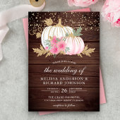Invitation Citrouille blanc en bois rustique Mariage de autom