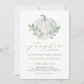 Invitation Citrouille blanc et Baby shower d'automne verdoyan (Devant)