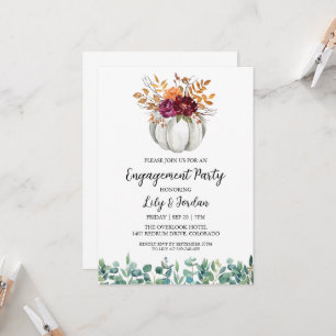 Invitation Citrouille blanc et Green Fall Engagement Party