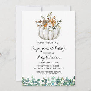 Invitation Citrouille blanc et Green Fall Engagement Party