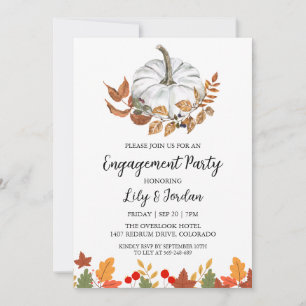 Invitation Citrouille blanc et Green Fall Engagement Party
