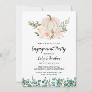 Invitation Citrouille blanc et Green Fall Engagement Party