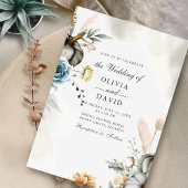 Invitation Citrouille blanc et Mariage Fleur sauvage d'automn