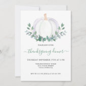 Invitation Citrouille blanc Eucalyptus Thanksgiving Dîner (Devant)