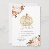 Invitation Citrouille blanc Floral Fall Baby Sprinkle Invitat (Devant)