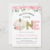Invitation Citrouille blanc Floral Gold Word 1er anniversaire (Devant)