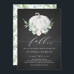 Invitation Citrouille blanc Rustique Chalkboard Automne Brida<br><div class="desc">Tombez amoureux ! Célébrez avec cette invitation rustique et fantastique pour un brunch de mariée. Il présente des illustrations d'aquarelle d'un citrouille blanc, de verdure et de fleurs blanches couronnes avec un arrière - plan en faux tableau. Personnalisez en ajoutant les noms, la date, l'heure, le lieu et d'autres détails...</div>