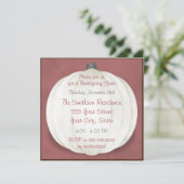 Invitation Citrouille blanc rustique de pays de dîner de (Debout devant)