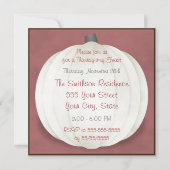 Invitation Citrouille blanc rustique de pays de dîner de (Devant)