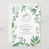 Invitation Citrouille blanche botanique verdure Friendsgiving (Devant)