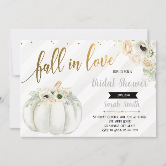 Invitation citrouille blanche coup de foudre (Devant)