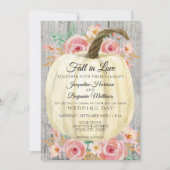 Invitation Citrouille blanche florale aquarelle rustique sur (Devant)