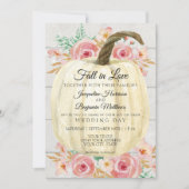 Invitation Citrouille blanche florale rose saumon rustique en (Devant)