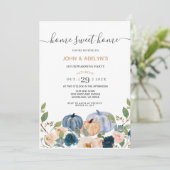 Invitation Citrouille Bleu Accueil Sweet Maison Maison Fête d (Debout devant)