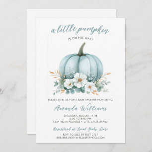 Invitation Citrouille bleu automne Baby shower d'Eucalyptus F