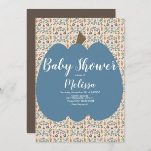 Invitation Citrouille bleu Baby shower d'automne