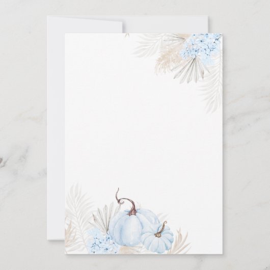 Invitation Citrouille bleu Bow Boho Floral Boho Baby shower g (Dos)