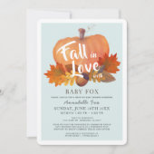 Invitation Citrouille Bleu Chute en amour Baby shower Drive-b (Devant)