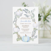 Invitation Citrouille bleu et blanc Baby shower vert Invitati (Debout devant)