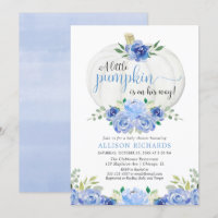 Citrouille bleu vert fleurs automne garçon baby sh