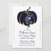 Invitation Citrouille Blue Gold de la Marine Halloween Dinner (Devant)