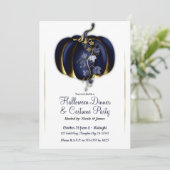 Invitation Citrouille Blue Gold de la Marine Halloween Dinner (Debout devant)