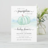 Invitation Citrouille Blue Mint Aquarelle Baby Boy Show (Debout devant)
