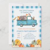 Invitation Citrouille Blue Truck Animaux 1er anniversaire (Devant)