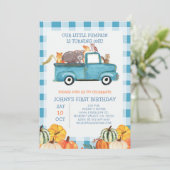 Invitation Citrouille Blue Truck Animaux 1er anniversaire (Debout devant)