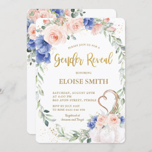 Invitation Citrouille Blush Blue Floral Wreath Sexe Révélatio