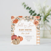 Invitation Citrouille Boho En vichy Chute d'amour Baby shower (Debout devant)