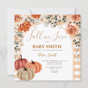 Invitation Citrouille Boho En vichy Chute d'amour Baby shower