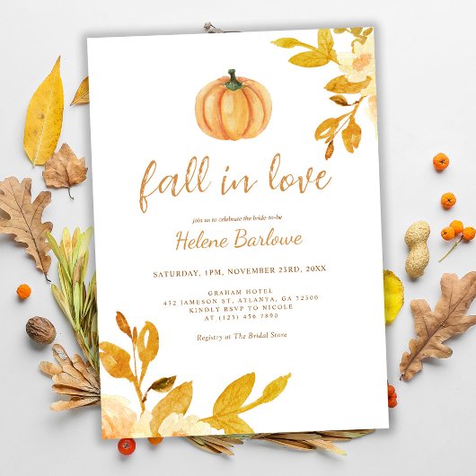 Invitation Citrouille Boho Fall In Love Fête des mariées Inv