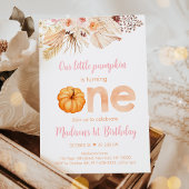 Invitation Citrouille Boho Floral Premier anniversaire