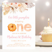 Invitation Citrouille Boho Floral Premier anniversaire