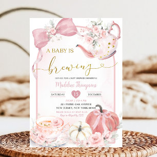 Invitation Citrouille Boho Pink Baby Baby shower de brassage
