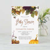 Invitation Citrouille boho tomber baby shower neutre (Debout devant)