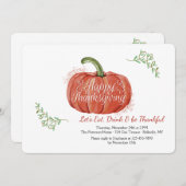 Invitation Citrouille bon thanksgiving (Devant / Derrière)