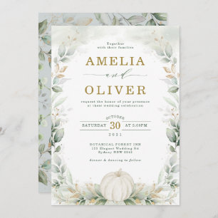 Invitation Citrouille botanique vert Sage Eucalyptus Mariage