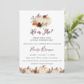 Invitation Citrouille Bourgogne Orange Floral Genre (Debout devant)