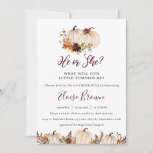 Invitation Citrouille Bourgogne Orange Floral Genre