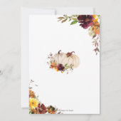 Invitation Citrouille Bourgogne Orange Floral Jumeaux Baby sh (Dos)