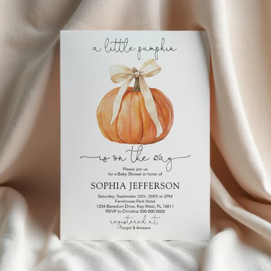 Invitation Citrouille Bow | Baby shower Citrouille de Fall Li