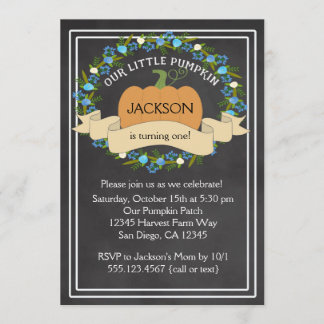 Invitation Citrouille Boy Anniversaire Fête Chalkboard Invita