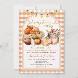 Invitation Citrouille Brews & Diapers Automne Party Révélatio
