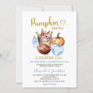 Invitation Citrouille Brews Diapers Blue Fall Boy Genre Revei
